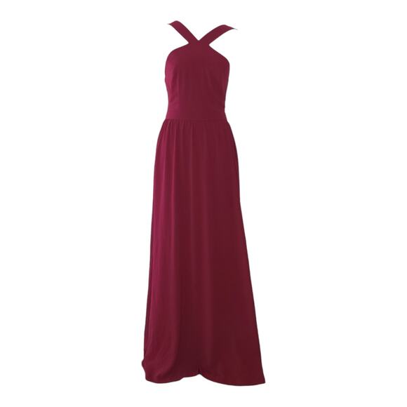 Lulus Air of Romance Event Dress Burgundy Maxi Georgette Sleeveless Small - Picture 2 of 12
